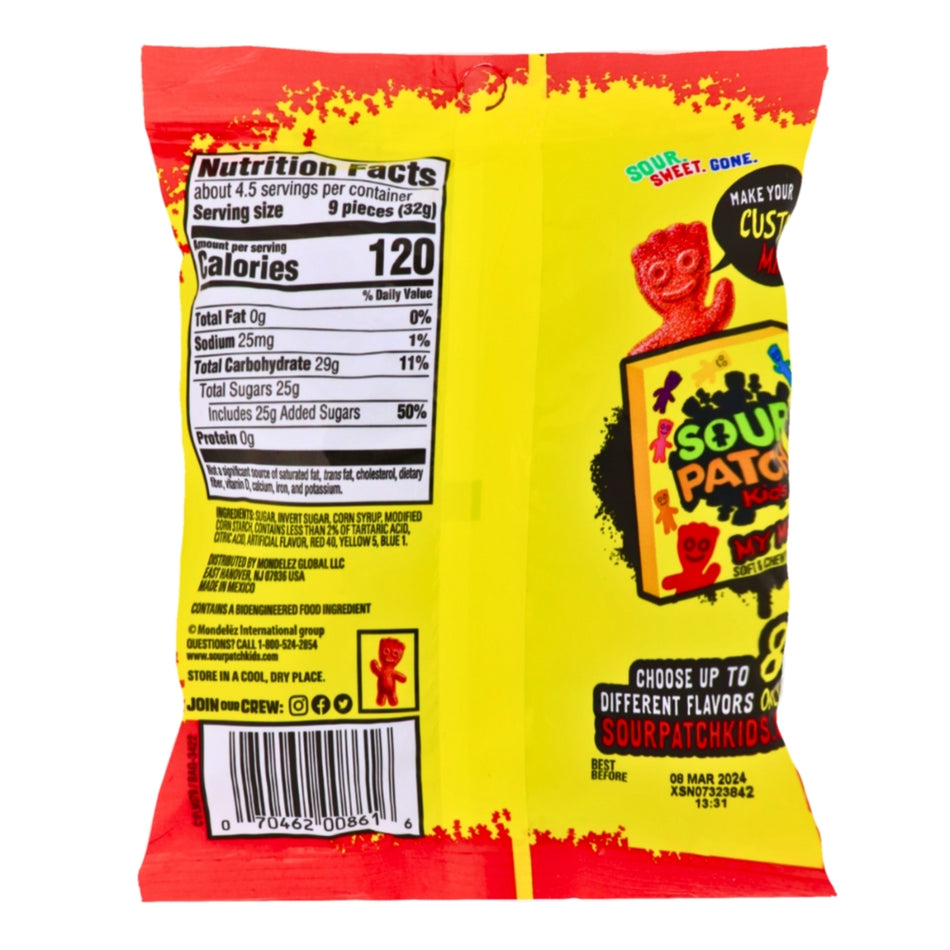 Sour Patch Kids Strawberry - 5oz Nutrition Facts Ingredients