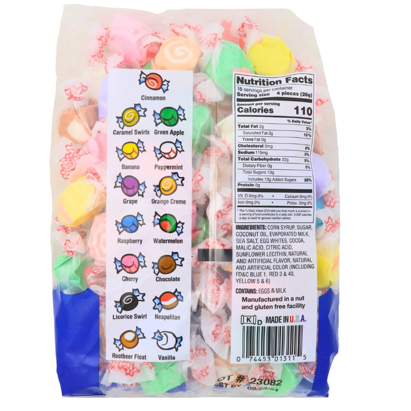 Assorted Salt Water Taffy Retro Candy   Candy Funhouse Taffy Town Salt Water Taffy Assorted Nutrient Facts Ingredients 800x 