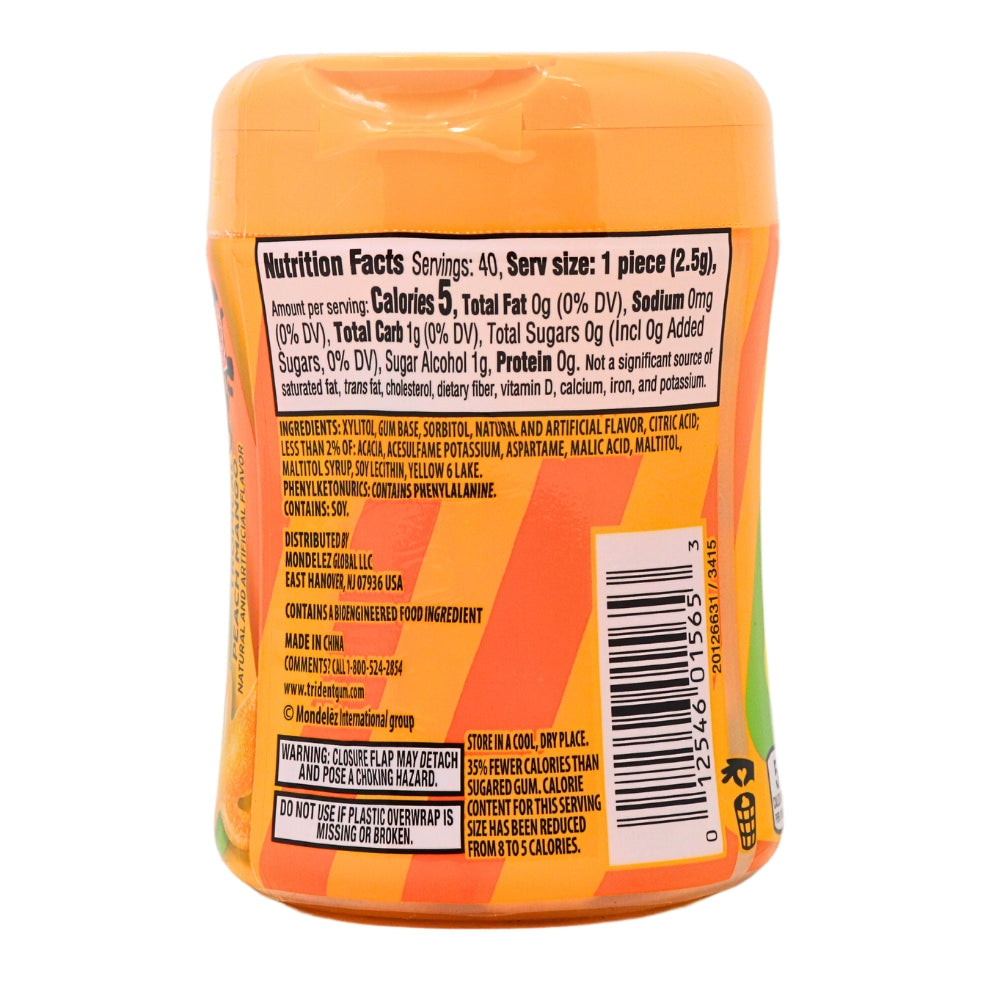 Trident Vibes Sour Patch Kids Peach Mango - Nutrition Facts - Ingredients