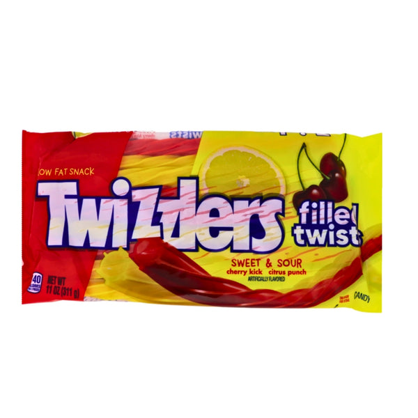 Twizzlers Sweet & Sour Filled Twists Cherry Kick and Citrus Punch - 11oz