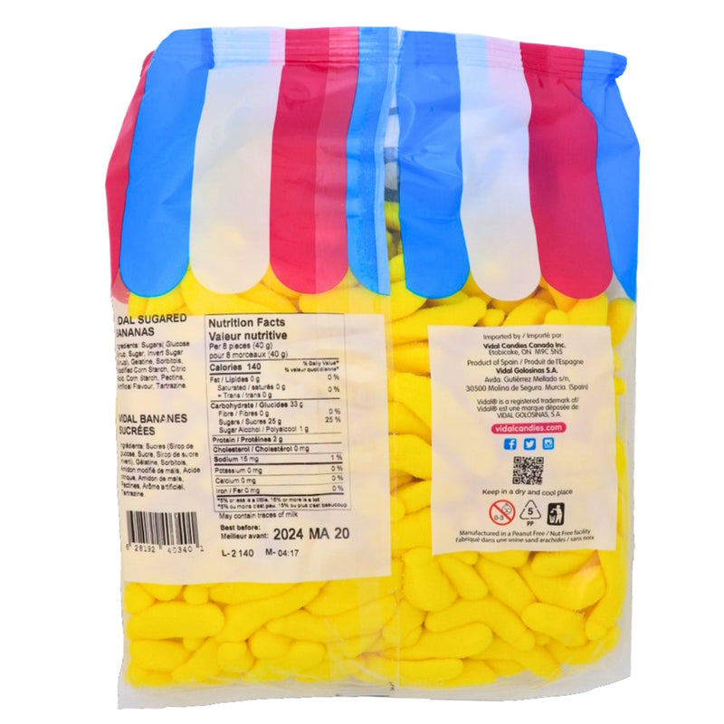Vidal Sugar Bananas Gummies-  1.2kg Nutrition Facts - Ingredients