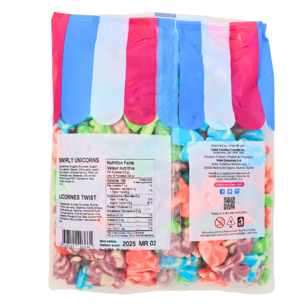 Vidal Swirly Unicorn - 1.2kg Nutrition Facts Ingredients - Vidal Swirly Unicorn candy - Unicorn-shaped gummies - Whimsical candy treats - Fruity unicorn sweets - Magical candy bag - Chewy rainbow gummies - Candy wonderland snacks - Unicorn-themed confections - Vidal candy collection - Fun-shaped gummy candies - Creamy Gummy - Soft Gummies - Unicorn Candy 