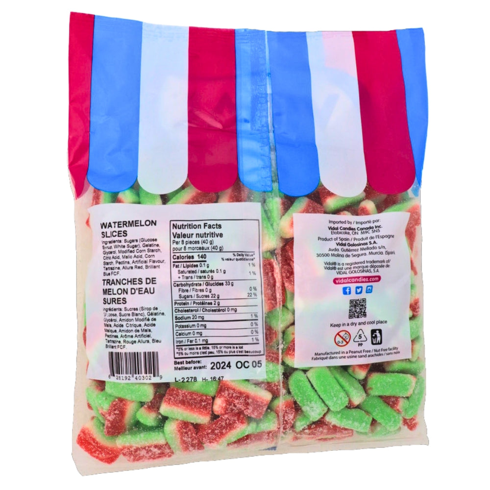 Vidal Watermelon Slices Gummies-1.2 kg Nutrition Facts - Ingredients