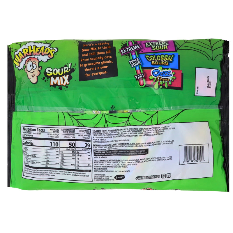 Warheads Mixed Candy 70ct - 16.7oz Nutrition Facts Ingredients