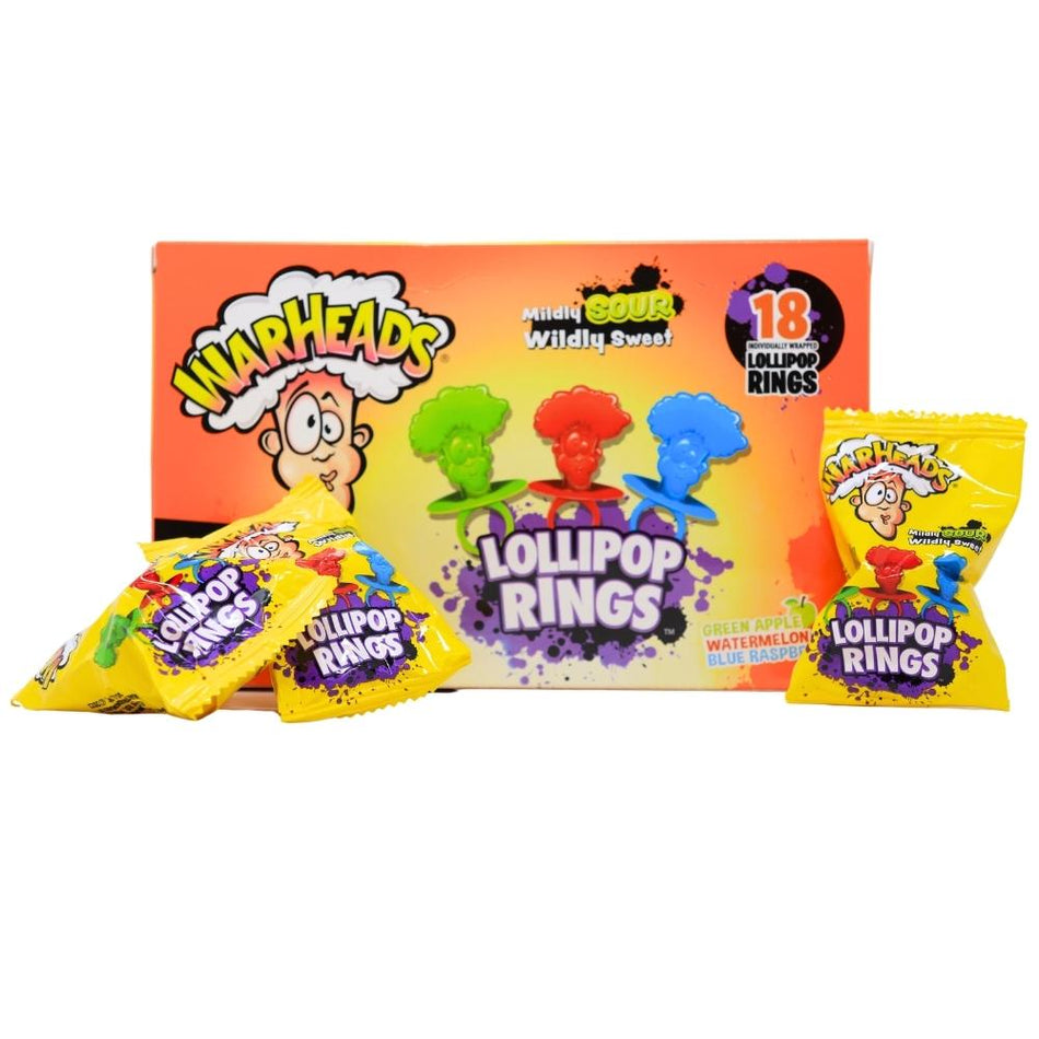Warheads Lollipop Rings - 3oz - Warheads Candy - Lollipop Warhead - Sour Candy