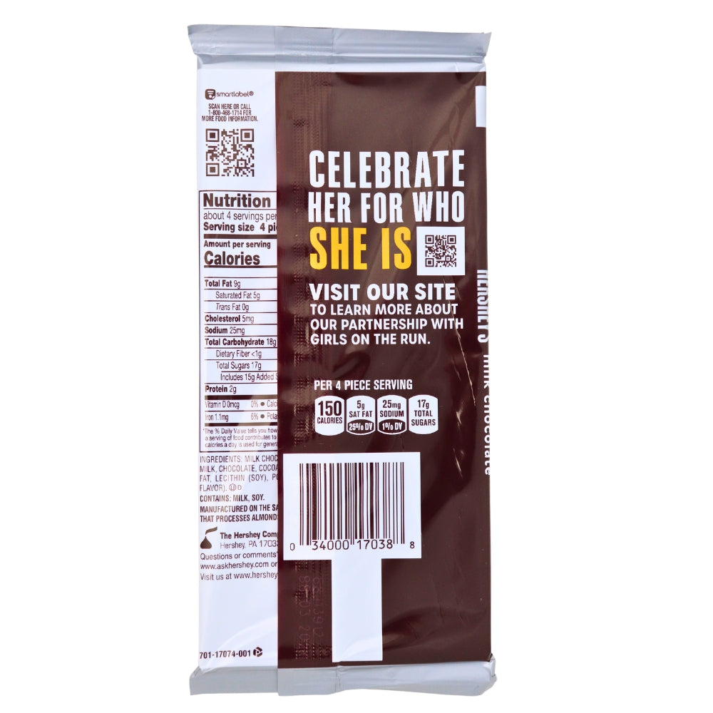 Hershey's Milk Chocolate Bar XL - 4.4oz Nutrition Facts Ingredients
