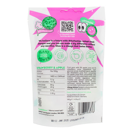 Candy Kittens Shox Gourmet Sours (UK) - 140g  Nutrition Facts Ingredients