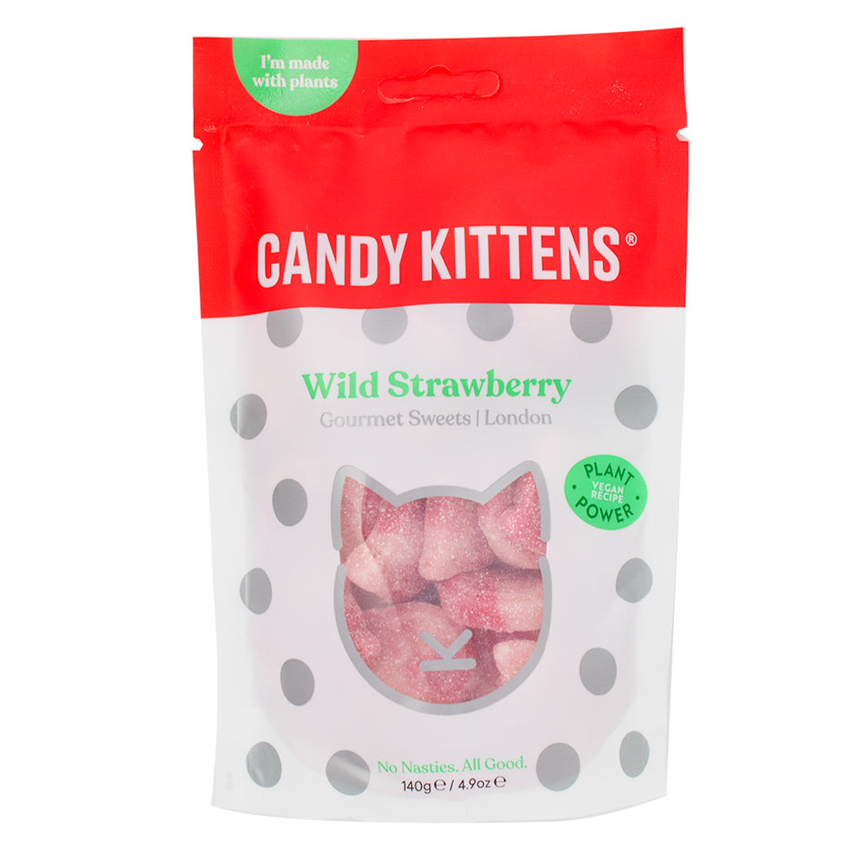 Candy Kittens Wild Strawberry (UK) - 140g - Candy Kittens - Candy Kittens Gummies - Vegan Candy - Vegan Gummies - Berry Candy - Strawberry Candy