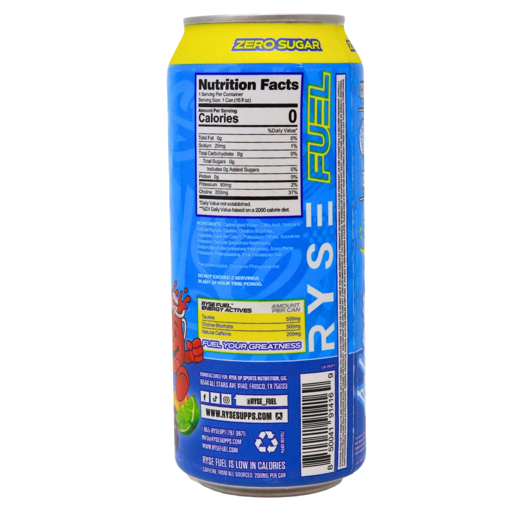 Ryse Energy Drink Kool-Aid - 473mL Nutrition Facts Ingredients