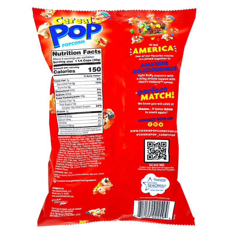 Cereal Pop Fruity Pebbles Popcorn - 5.25oz  Nutrition Facts Ingredients
