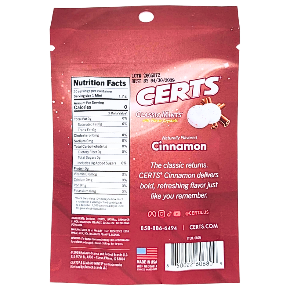 Certs Cinnamon Mints - 34g