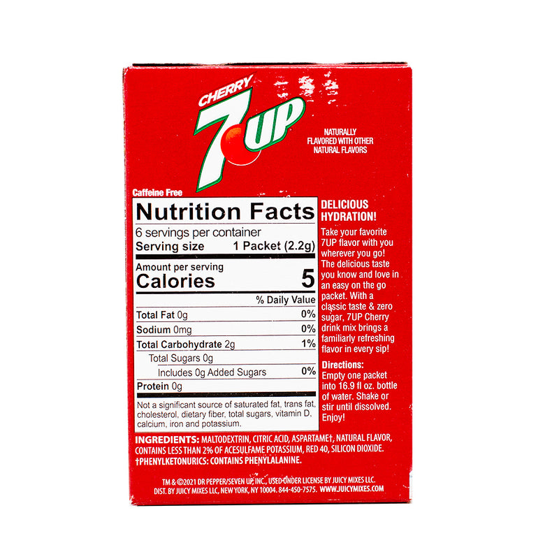 Singles to Go 7UP Cherry Nutrition Facts Ingredients - Singles to Go 7UP Cherry - 7UP Cherry Drink Packets - Cherry Flavoured Water Enhancer - Fizzy Cherry Drink Mix - Cherry Infused Hydration - 7UP Cherry Flavoured Water - Convenient Cherry Drink Packets - Cherry Beverage Mix - Portable Fizz Pack with Cherry Flavour - Sparkling Cherry Sensation - Singles to go - Singles to go Drink - Powdered Drinks - 7up Drink - 7up Powdered Drink - 7up Cherry Drink