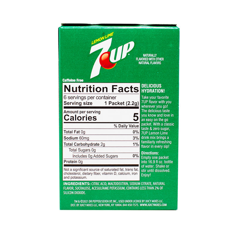 Singles to Go 7UP Lemon Lime Nutrition Facts Ingredients - Singles to Go 7UP Lemon Lime - 7UP Lemon Lime Drink Packets - Lemon Lime Water Enhancer - Fizzy Drink Mix - Citrusy Hydration On-the-Go - 7UP Flavoured Water - Convenient Drink Packets - Lemon Lime Beverage Mix - Portable Fizz Pack - Sparkling Citrus Sensation - Singles to go - Singles to go Drink - Powdered Drinks - 7up Drink - 7up powdered drink