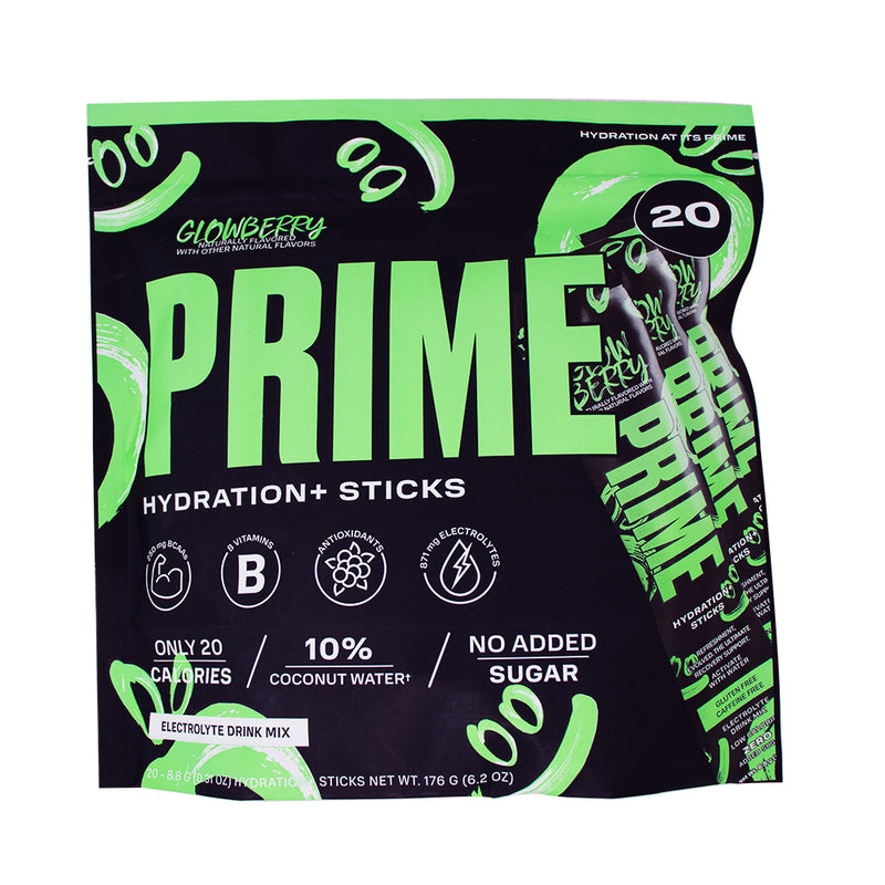 Prime Hydration Powder Sticks Glowberry 20ct - 176g - Prime Hydration Powder Sticks Glowberry - Radiant Hydration - Berry Fusion - Quench Your Thirst - Flavourful Brilliance - Hydration Enlightenment - Refreshing Berries - Sip into Radiance - Hydration Elixir - Delicious Glow - Prime - Prime Drink