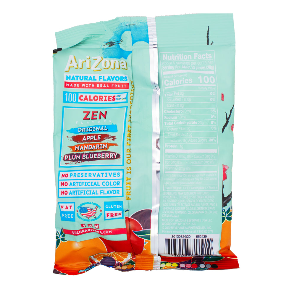  Arizona Green Tea Fruit Snacks - 142g **BB OCT 15/23** Nutrition Facts Ingredients