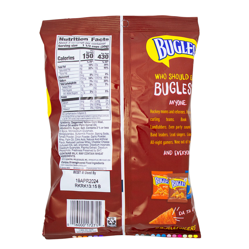 Bugles Chili Cheese - 3oz Nutrition Facts Ingredients - Bugles - Snack - Bugles Chips - Chili Cheese Chips - Savoury Snack