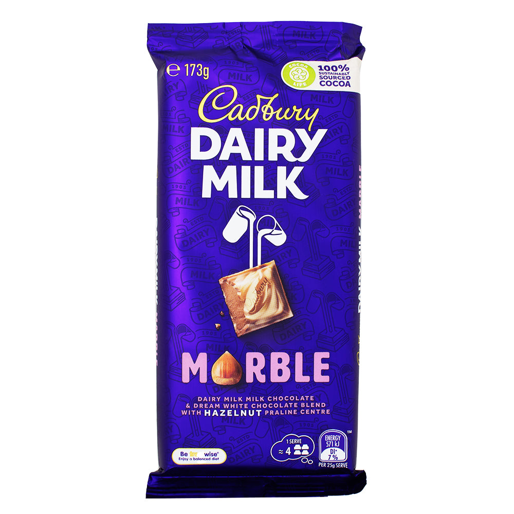 Cadbury Dairy Milk Marble (Aus) - 173g - Cadbury Dairy Milk Marble - Australian Candy - Chocolate Blend - White Chocolate Swirls - International Candy - Decadent Chocolate Experience - Creamy Texture - Chocolate Indulgence