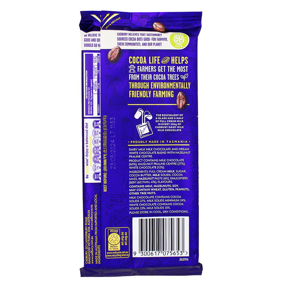 Cadbury Dairy Milk Marble (Aus) - 173g Nutrition Facts Ingredients - Cadbury Dairy Milk Marble - Australian Candy - Chocolate Blend - White Chocolate Swirls - International Candy - Decadent Chocolate Experience - Creamy Texture - Chocolate Indulgence