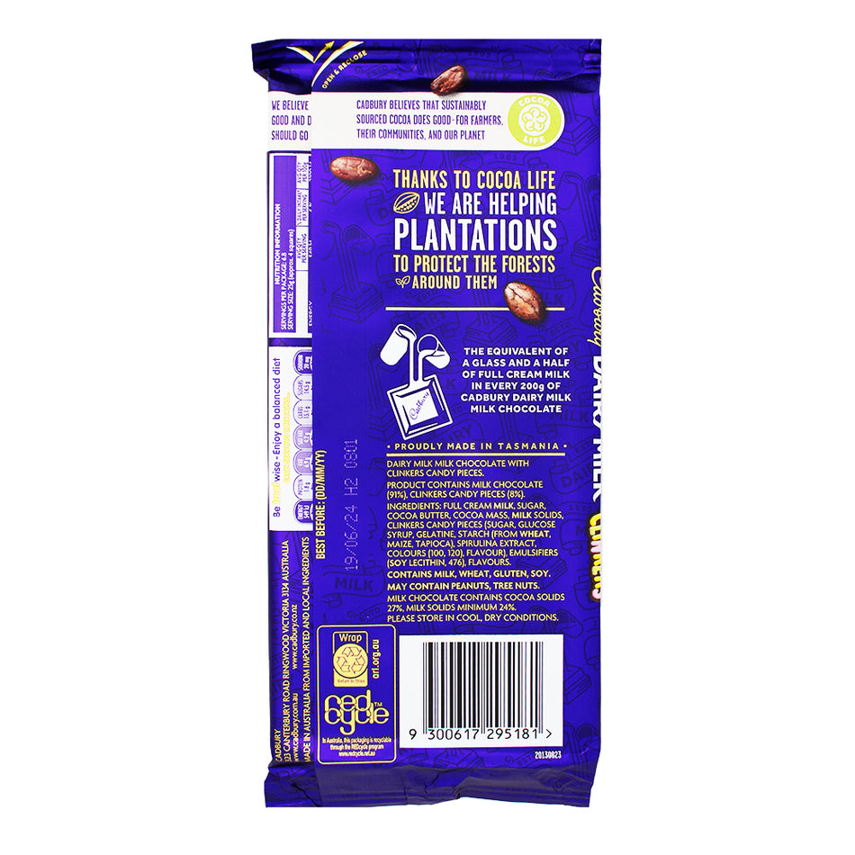 Cadbury Dairy Milk Clinkers (Aus) - 170g Nutrition Facts Ingredients - Cadbury Dairy Milk Clinkers - Australian Candy - Chocolate Candy - Crunchy Candy Centers - Unique Flavour Blends - International Candy - Aussie Treats