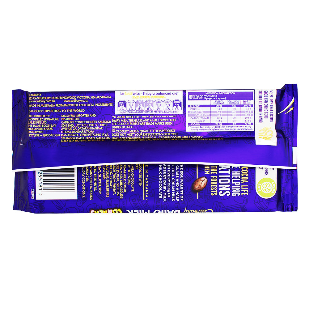Cadbury Dairy Milk Clinkers (Aus) - 170g Nutrition Facts Ingredients - Cadbury Dairy Milk Clinkers - Australian Candy - Chocolate Candy - Crunchy Candy Centers - Unique Flavour Blends - International Candy - Aussie Treats