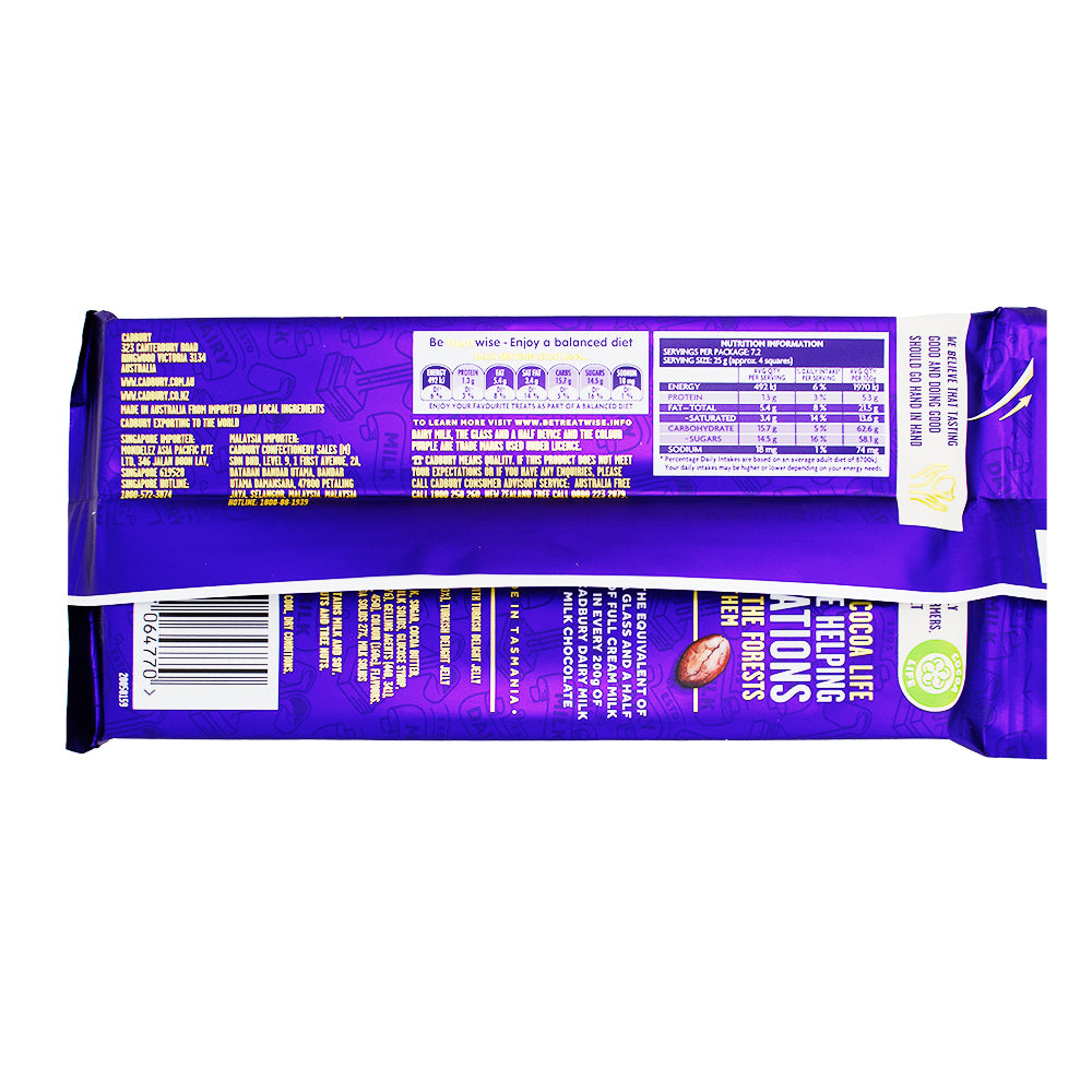 Cadbury Dairy Milk Turkish Delight (Aus) - 180g Nutrition Facts Ingredients