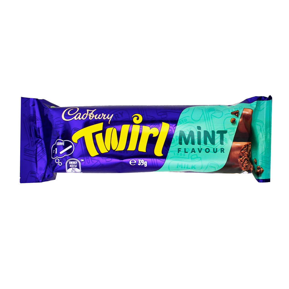 Cadbury Twirl Mint (Aus) - 39g - Cadbury Twirl Mint - Australian Candy Delight - Mint-infused Chocolate Twirl - Unique Aussie Chocolate - Velvety Milk Chocolate Bliss - International Candy Sensation - Minty Chocolate Elegance - Cadbury Quality Delivered - Australian Candy - Exotic Candy - International Candy