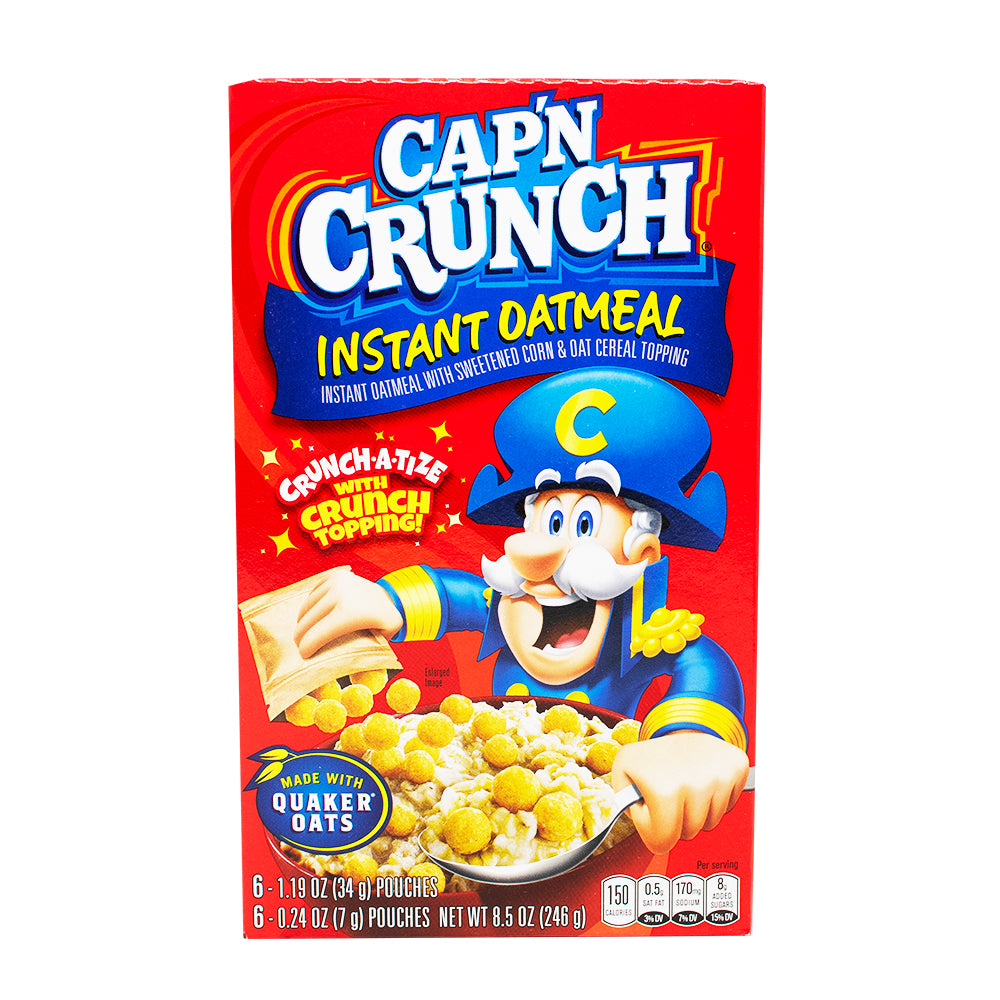 Captain Crunch Instant Oatmeal Original 6 Pouches - 34g - Captain Crunch Instant Oatmeal Original - Breakfast Adventure - Crunch-Infused Goodness - Quick Breakfast - Nostalgic Goodness - Oatmeal Bliss - Morning Routine - Breakfast Buoyancy - Crunchtastic Joy - Delightful Taste - Captain Crunch