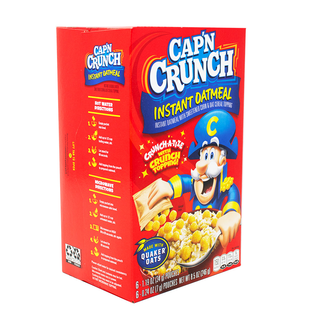 Captain Crunch Instant Oatmeal Original 6 Pouches - 34g - Captain Crunch Instant Oatmeal Original - Breakfast Adventure - Crunch-Infused Goodness - Quick Breakfast - Nostalgic Goodness - Oatmeal Bliss - Morning Routine - Breakfast Buoyancy - Crunchtastic Joy - Delightful Taste - Captain Crunch