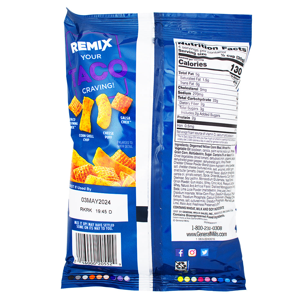 Chex Mix Remix Zesty Taco - 4.25oz Nutrition Facts Ingredients - Chex Mix - Chex Mix Remix Zesty Taco - Taco Snack - Taco Tuesday - Savoury Snack - Chex Mix Snack