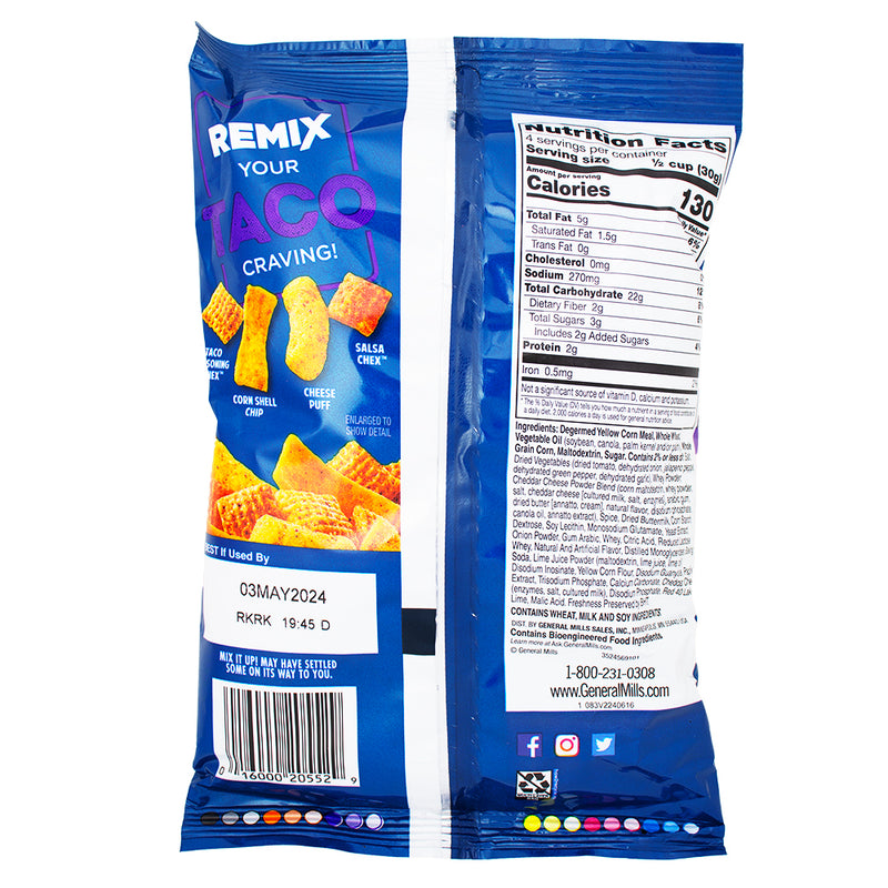 Chex Mix Remix Zesty Taco - 4.25oz Nutrition Facts Ingredients - Chex Mix - Chex Mix Remix Zesty Taco - Taco Snack - Taco Tuesday - Savoury Snack - Chex Mix Snack
