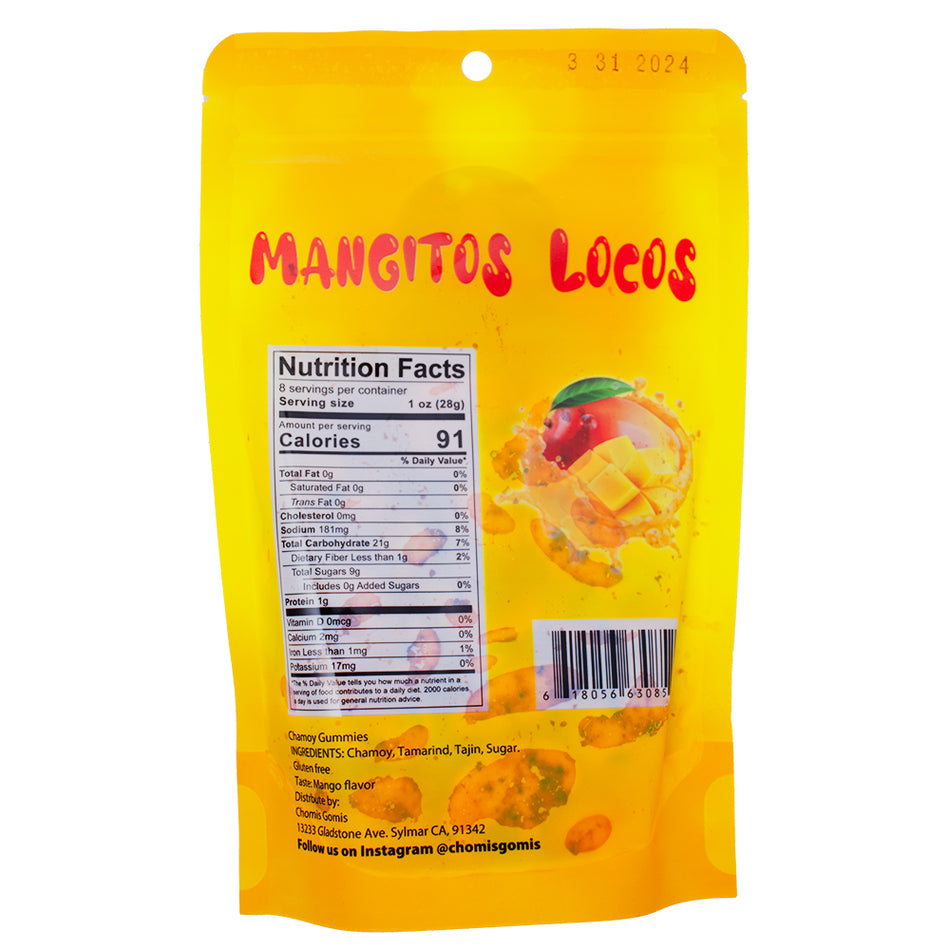 Chomis Gomic Chamoy Mangitos Locos - 8oz Nutrition Facts Ingredients