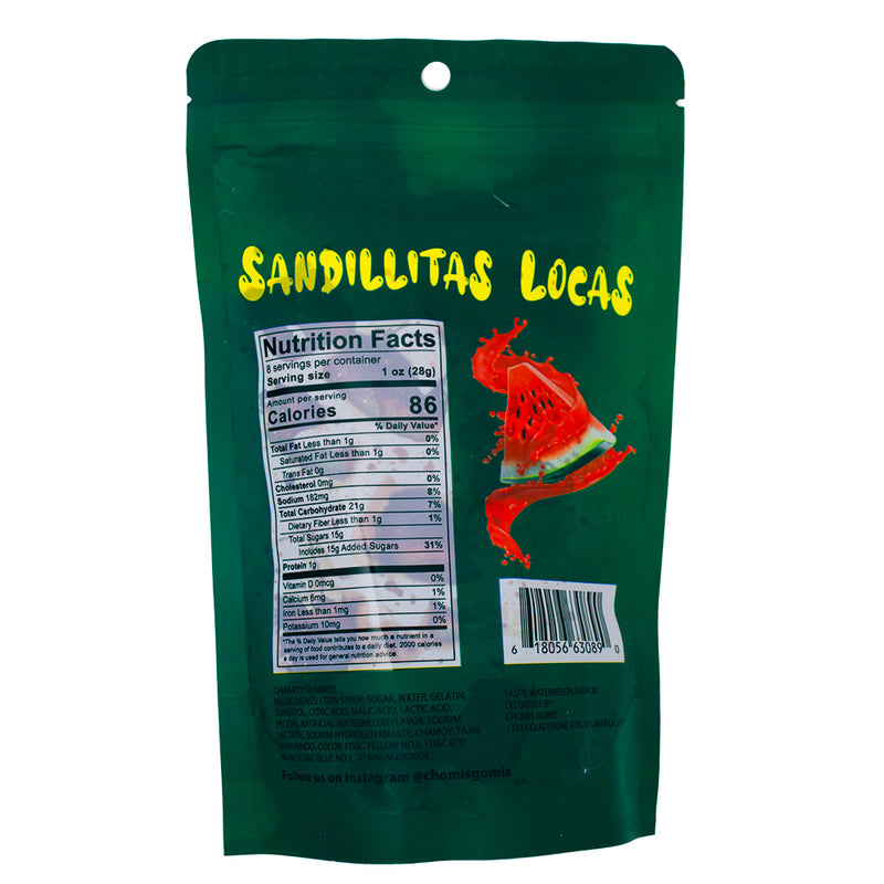 Chomis Gomis Chamoy Sandillitas Locas - 8oz Nutrition Facts Ingredients