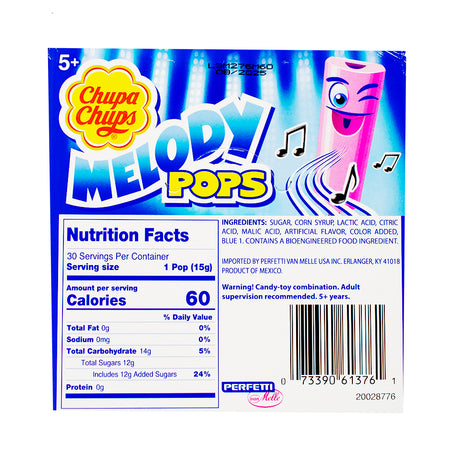 Chupa Chups Melody Pop Assorted Flavours - 0.53oz Nutrition Facts Ingredients - Chupa Chups - Chupa Chups Melody Pop - Chupa Chups Lollipop - Lollipop Candy