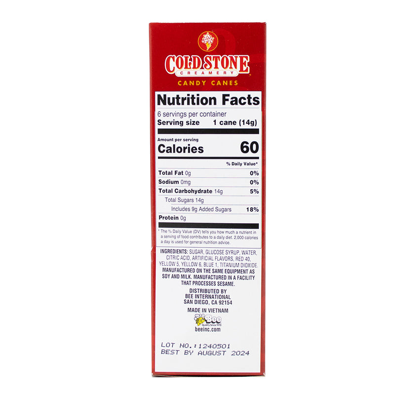 Cold Stone Candy Canes 6 Pieces Nutrition Facts Ingredients - Cold Stone - Cold Stone Candy Canes - Cold Stone Ice Cream - Cold Stone Candy - Candy Canes - Christmas Candy - Christmas Treats