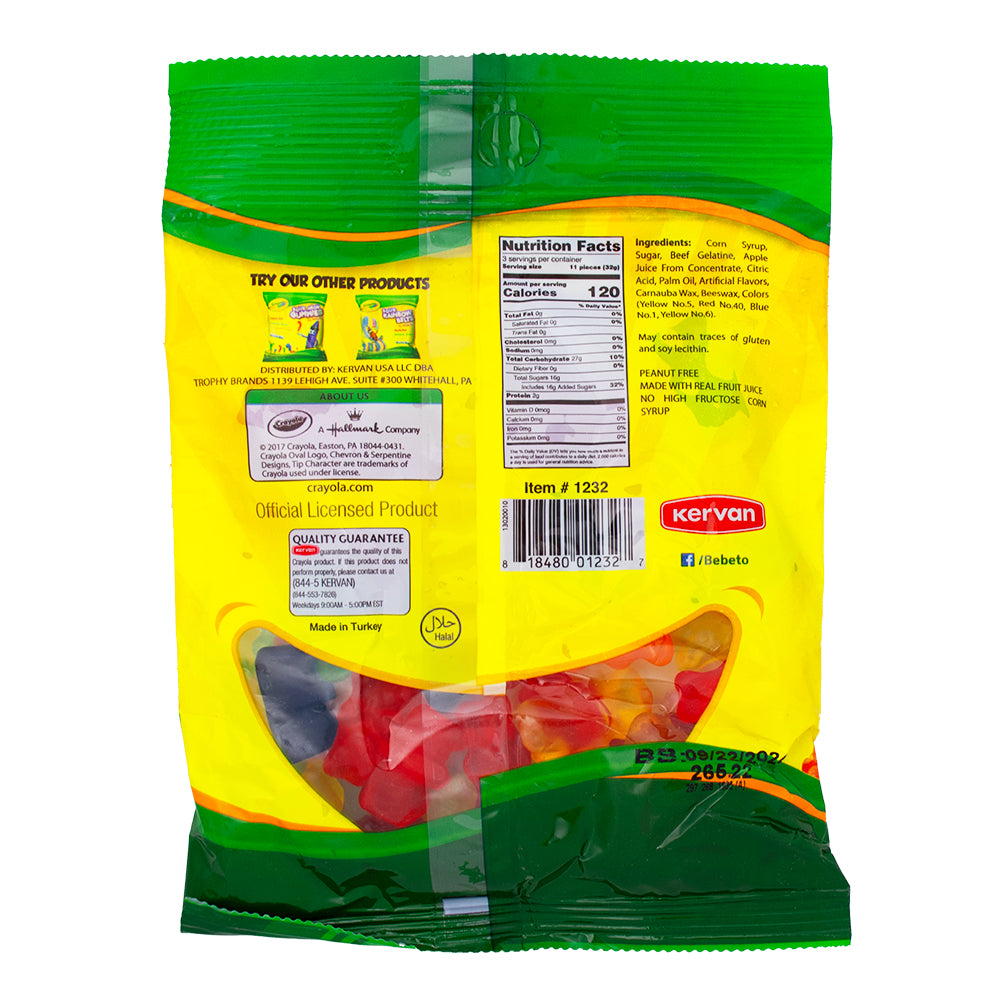 Crayola Fun Gummies Bears - 3.5oz Nutrition Facts Ingredients