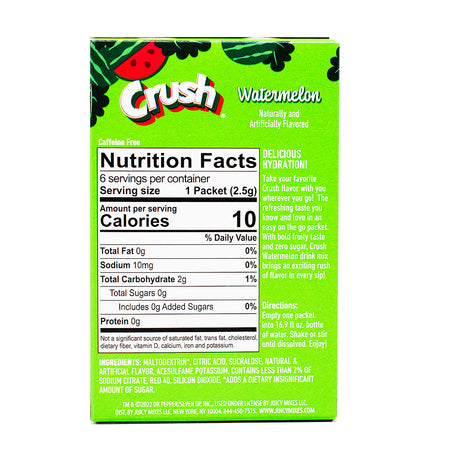 Singles to Go Crush Watermelon Nutrition Facts Ingredients
