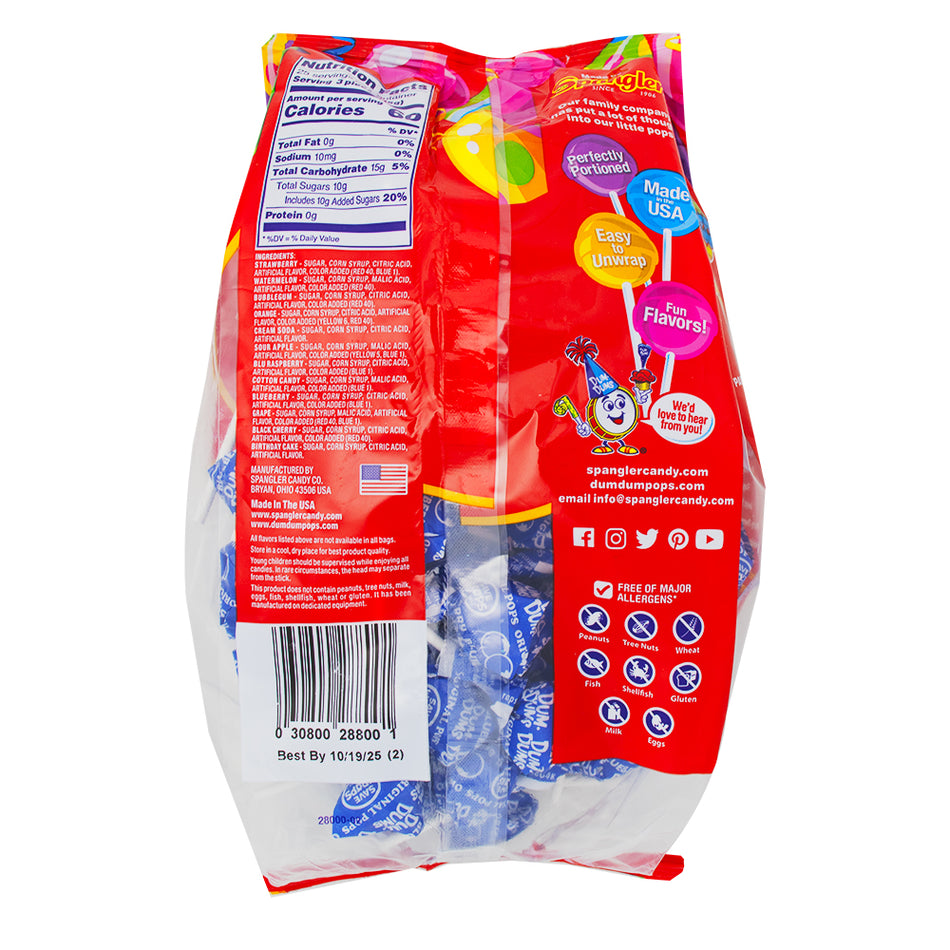 Dum Dums Color Party Blue Blueberry Lollipops - 75 CT Nutrition Facts Ingredients
