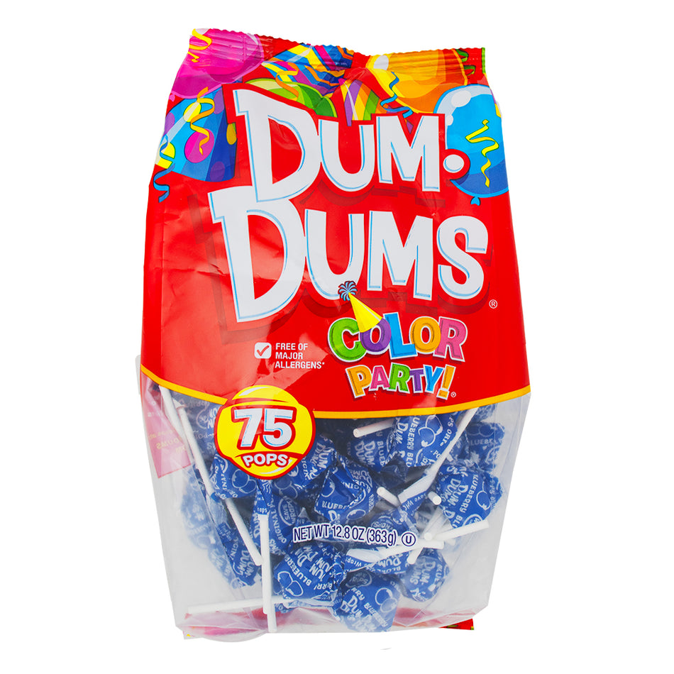 Dum Dums Color Party Blue Blueberry Lollipops - 75 CT