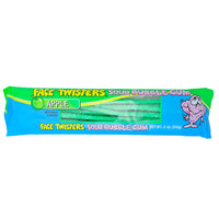 Face Twisters Sour Bubblegum Green Apple - 2oz - Face Twisters Sour Bubblegum - Green Apple flavour - Sour candy bubblegum - Tangy bubblegum - Chewy sour candy - Green apple sour sweets - Flavourful bubblegum - Sour apple treats - Bubblegum with a twist - Sour candy assortment