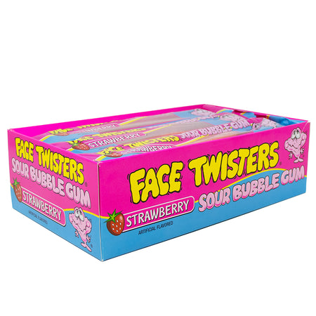 Face Twisters Sour Bubblegum Strawberry - 2oz - Sour Candy - Face Twisters - Bubblegum - Strawberry Bubblegum - Bubble Gum - Face Twisters Candy