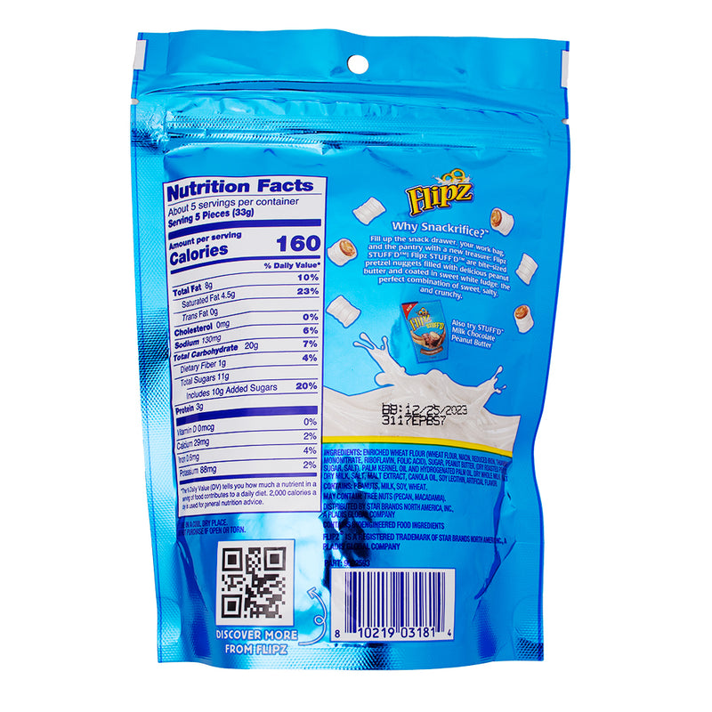 Flipz Stuff'd Pretzel White Fudge Peanut Butter - 170g Nutrition Facts Ingredients - Flipz Stuff'd Pretzel White Fudge Peanut Butter - Sweet and Savoury Symphony - Creamy Peanut Butter - White Fudge Delight - Melody of Flavours - Movie Marathon Snack - Snack Symphony - Decadent Treat - Sweet Escape - Crunchy Delight - Flipz Pretzel - Flipz Pretzel White Fudge Peanut Butter