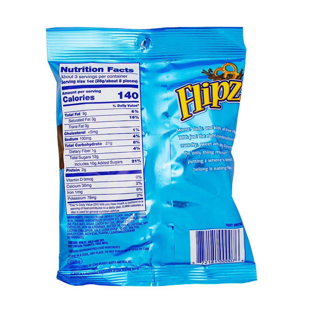 Flipz Milk Chocolate Covered Pretzels - 3.25oz Nutrition Facts Ingredients - Flipz - Flipz Candy - Flipz Milk Chocolate Covered Pretzels - Pretzels - Chocolate Covered Pretzels