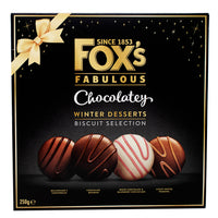 Fox's Winter Desserts Biscuit Selection Box (UK) - 250g - Fox's Winter Desserts Biscuit Selection Box - UK biscuits - Holiday treats - Festive flavours - Ginger biscuits - Chocolate biscuits - Seasonal indulgence - Cozy snacks - Holiday season delights - Biscuit assortment