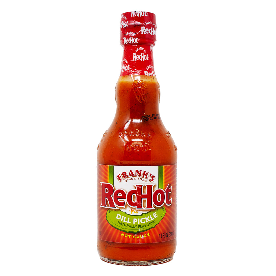 Frank's Red Hot Dill Pickle Sauce - 354mL - Dill Pickle Sauce - Spicy Pickle Condiment - Frank's Red Hot - Tangy Twist - Flavour Adventure - Snack Game - Heat and Tanginess - Pickle Perfection - Fiery Kick - Versatile Condiment - Hot Sauce - Frank’s Red Hot Sauce - Frank’s Hot Sauce