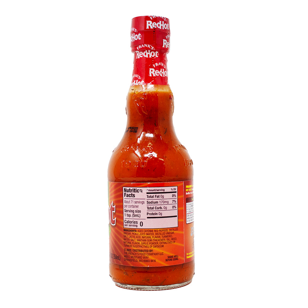 4 pack) Frank's RedHot Dill Pickle Hot Sauce, 5 fl oz Bottle 4 pack) Frank's RedHot Dill Pickle Hot Sauce, 5 fl oz Bottle