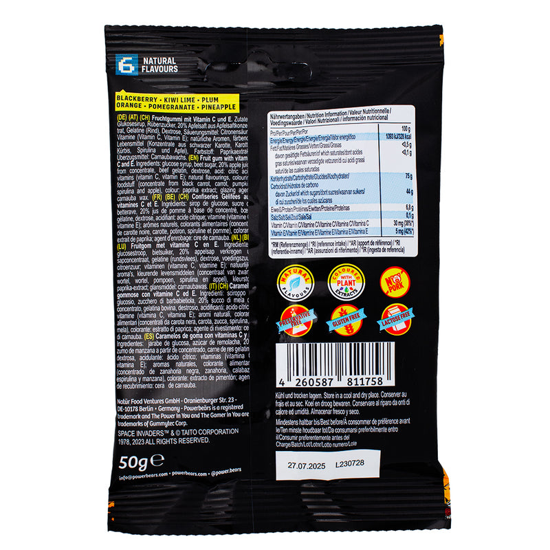 Gamer Gummies Space Invaders - 50g Nutrition Facts Ingredients - Gamer Gummies Space - Gamer Candy - Gummy - Gummy Candy - Gummies - Space Invader - Space Invader Candy