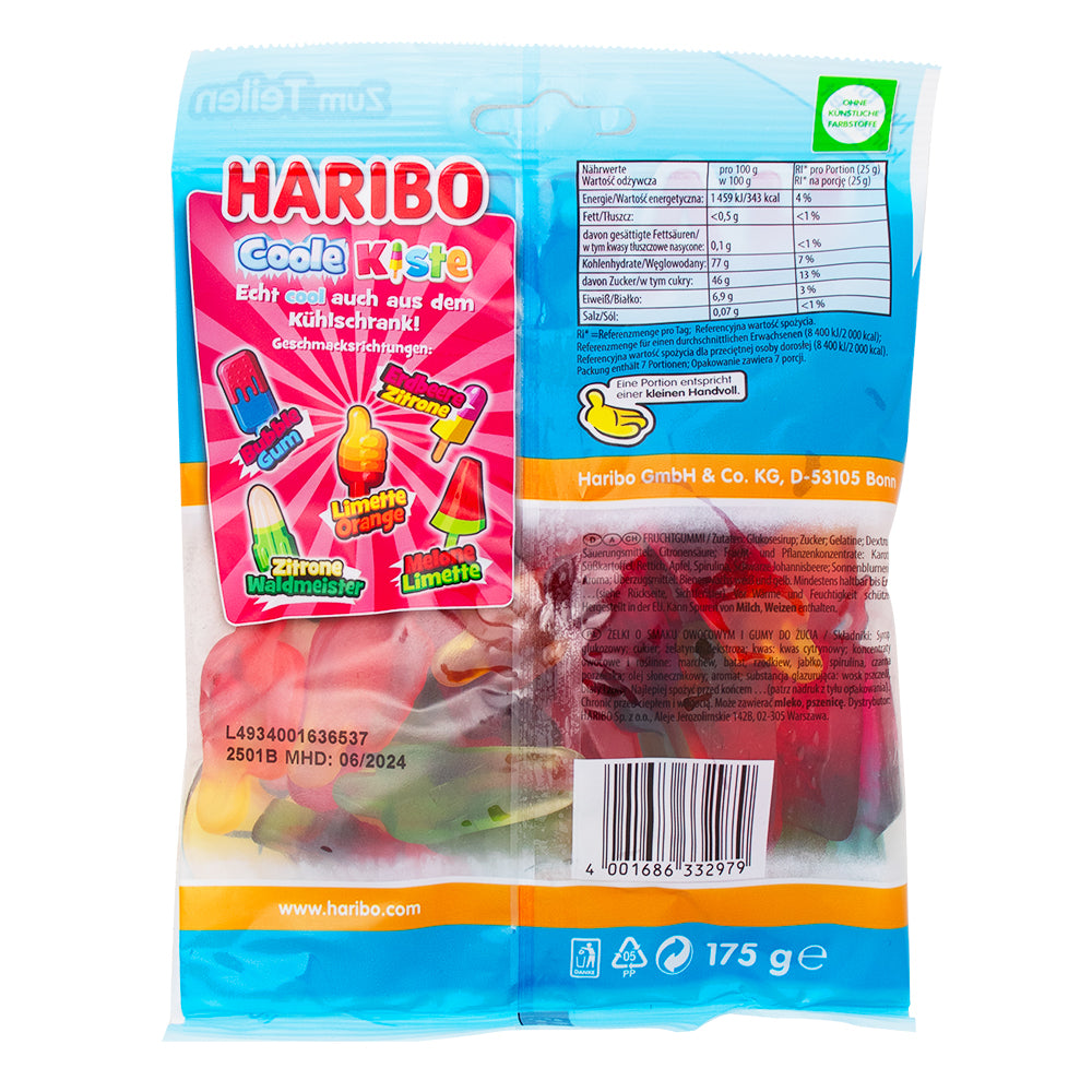 Haribo Cool Kiste (Popsicles) - 175g Nutrition Facts Ingredients - Haribo - Haribo Gummy - Haribo Gummies - Soft Gummies - Chewy Gummies - Popsicle Gummy - Haribo Popsicle Gummy 