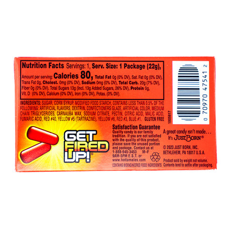 Hot Tamales Changemaker - 22g Nutrition Facts Ingredients - Hot Tamales Changemaker - Hot Tamales candy - Changemaker candy