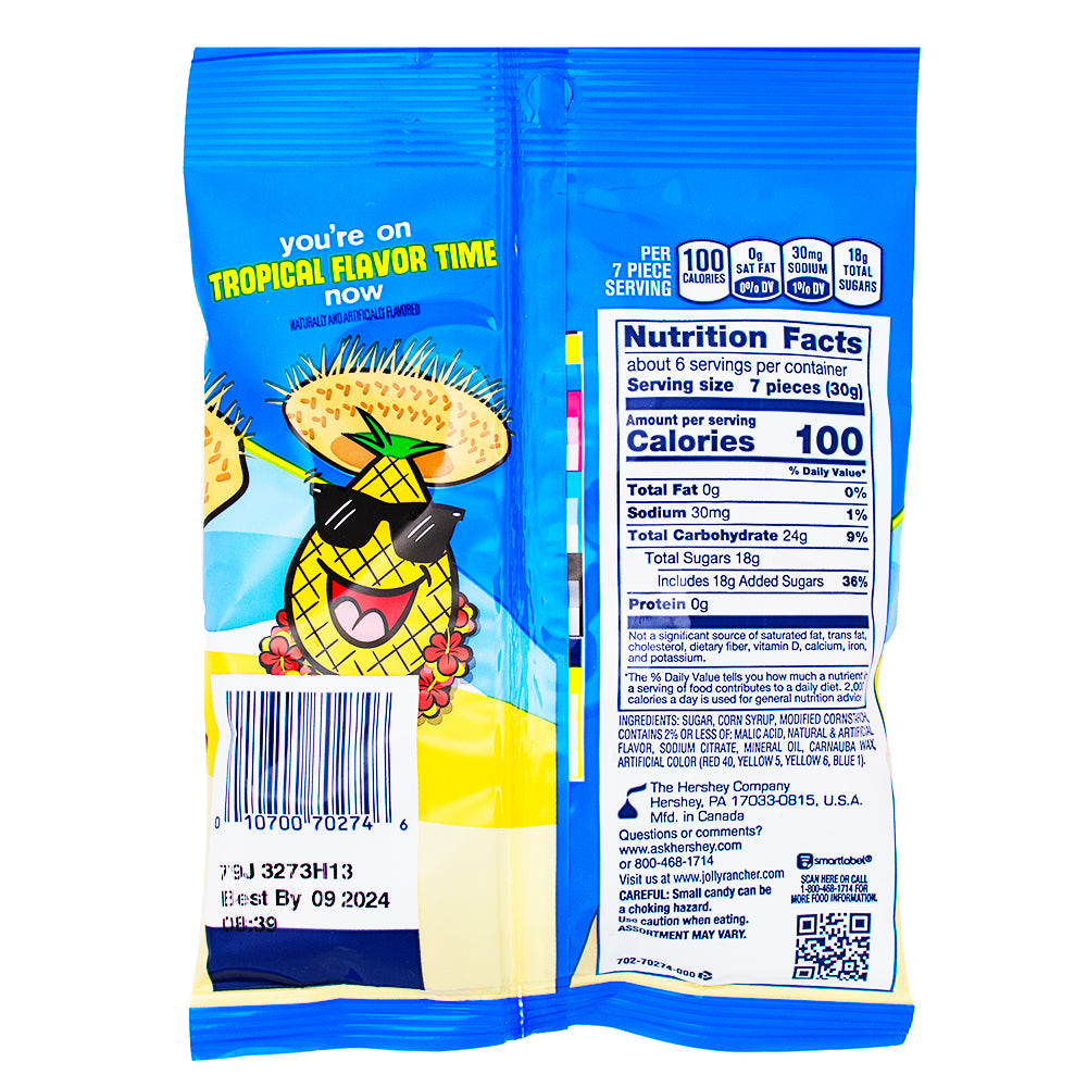 Jolly Rancher Gummies Tropical Beach Blast - 6.5oz Nutrition Facts Ingredients - Jolly Rancher Gummies - Tropical flavours - Beach Blast - Exotic fruits - Pineapple - Mango - Passionfruit - Chewy candy - Fruit gummies - Tropical getaway