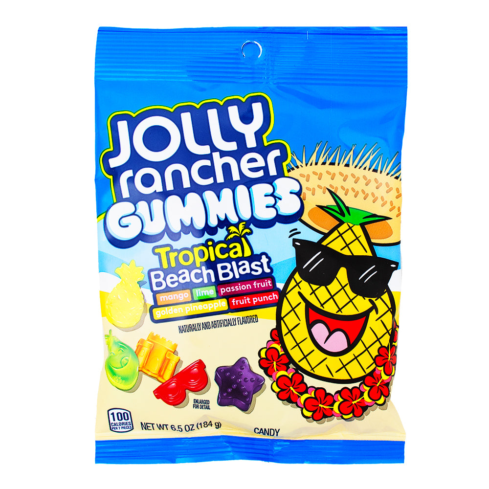 Jolly Rancher Gummies Tropical Beach Blast - 6.5oz - Jolly Rancher Gummies - Tropical flavours - Beach Blast - Exotic fruits - Pineapple - Mango - Passionfruit - Chewy candy - Fruit gummies - Tropical getaway